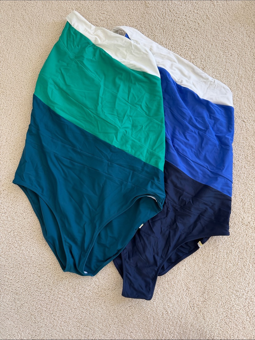 summersalt Colorblock One-Piece Swim - White, Teal, Green, Navy, Blue